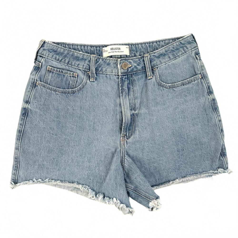 Hollister | Women’s Ultra High-Rise 90s Denim Jean Short Frayed Cut Off Sz 12
